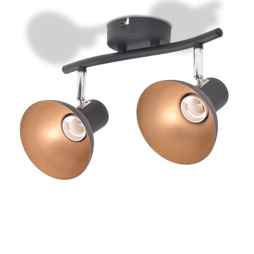 Deckenlampe fr 2 Glhbirnen E27 Schwarz und Gold