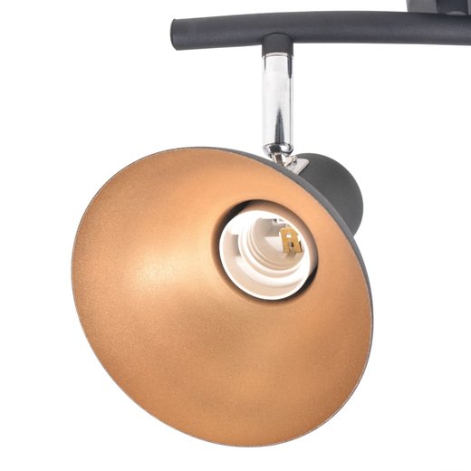 Deckenlampe fr 2 Glhbirnen E27 Schwarz und Gold