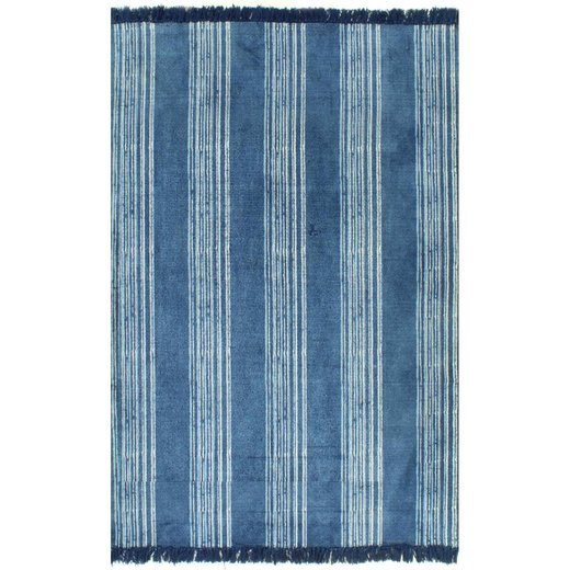 Kelim-Teppich Baumwolle 160x230 cm mit Muster Blau