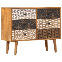 Sideboard mit Druckmuster 90�30�70 cm Massivholz Mango