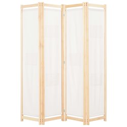 4-teiliger Raumteiler Cremewei 160 x 170 x 4 cm Stoff
