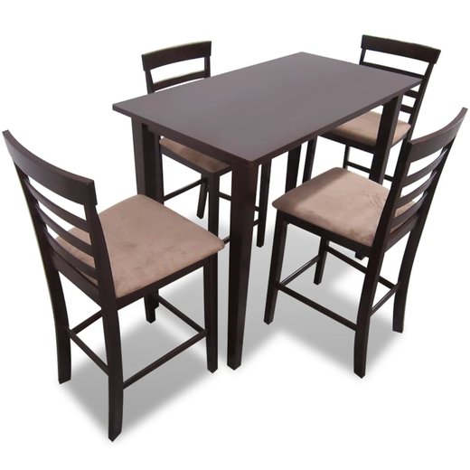 Hlzerner Stehtisch und 4 Barhocker braun