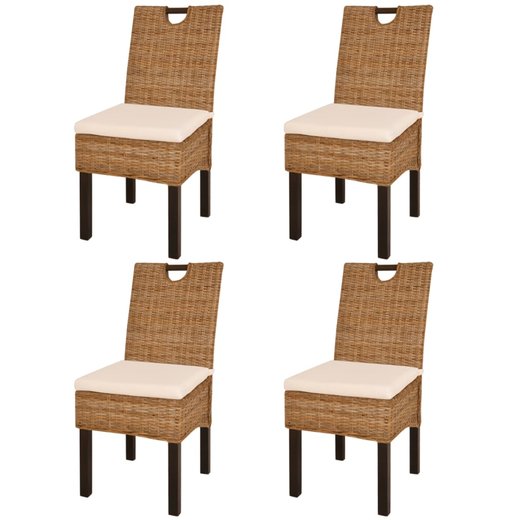 Esszimmersthle 4 Stk. Kubu-Rattan Mangoholz