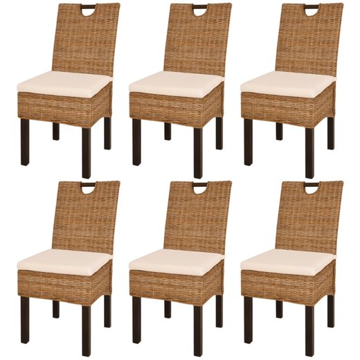 Esszimmersthle 6 Stk. Kubu-Rattan Mangoholz