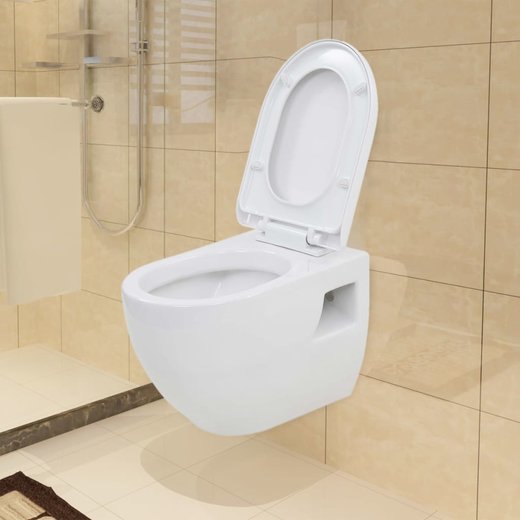 Hnge-Toilette mit Einbau-Splkasten Keramik Wei