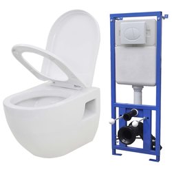 Hnge-Toilette mit Einbau-Splkasten Keramik Wei