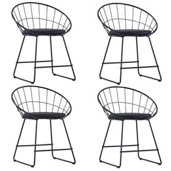 Esszimmersthle mit Kunstledersitzen 4 Stk. Schwarz Stahl