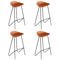 Barhocker 4 Stk. Braun Echtleder