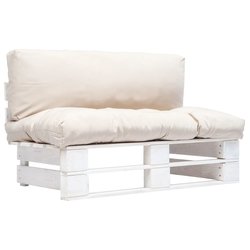 Garten-Palettensofa mit Sandfarbigen Kissen Kiefernholz