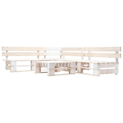 4-tlg. Garten-Paletten-Sofagarnitur Holz Wei