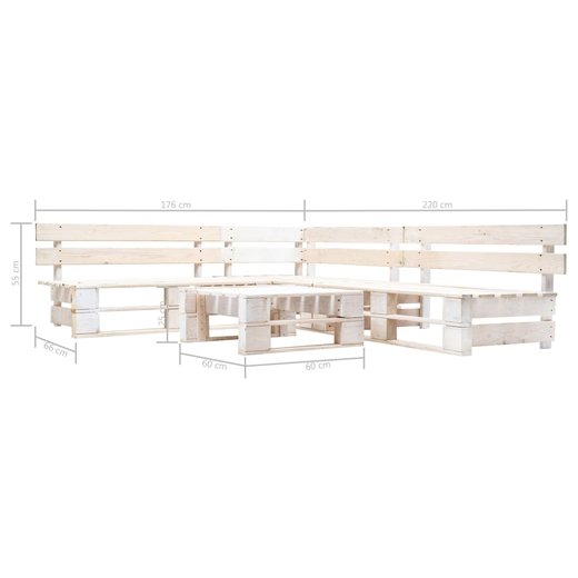4-tlg. Garten-Paletten-Sofagarnitur Holz Wei