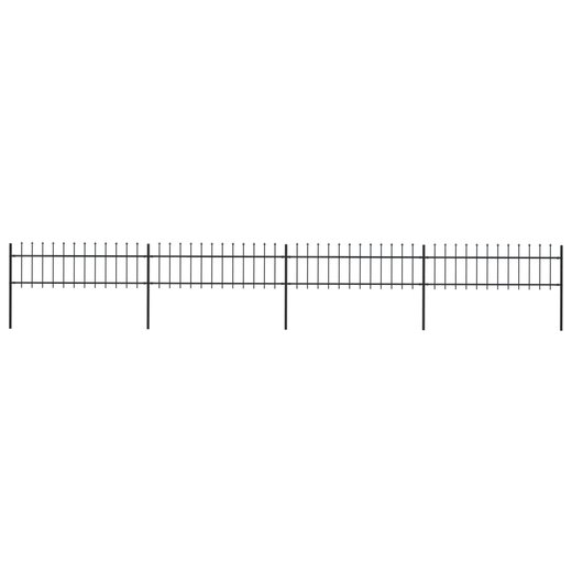 Gartenzaun mit Speerspitzen Stahl 6,8 x 0,6 m Schwarz