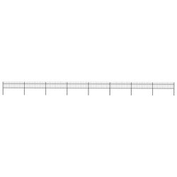 Gartenzaun mit Speerspitzen Stahl 13,6 x 0,6 m Schwarz