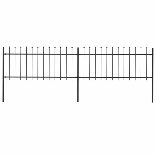 Gartenzaun mit Speerspitzen Stahl 3,4 x 0,8 m Schwarz