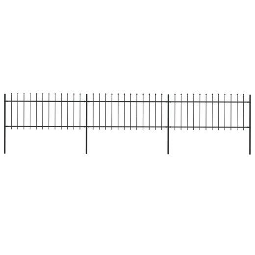 Gartenzaun mit Speerspitzen Stahl 5,1 x 0,8 m Schwarz