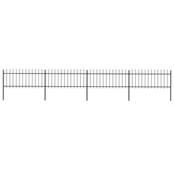 Gartenzaun mit Speerspitzen Stahl 6,8 x 0,8 m Schwarz
