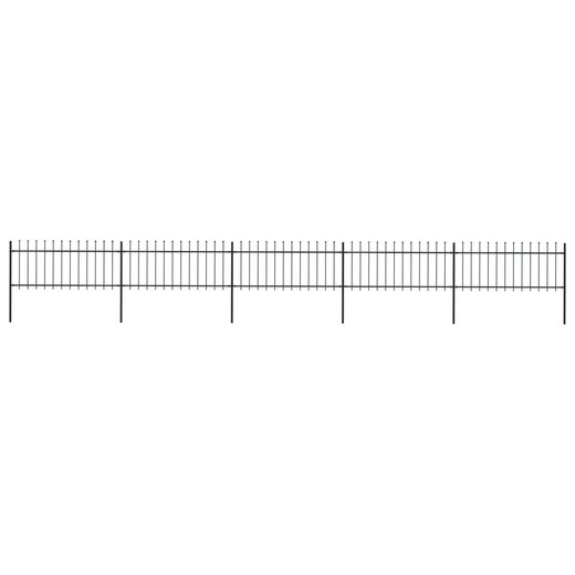 Gartenzaun mit Speerspitzen Stahl 8,5 x 0,8 m Schwarz