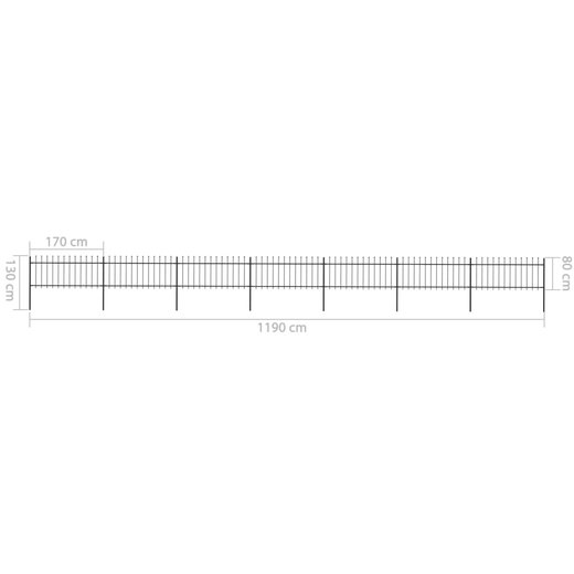 Gartenzaun mit Speerspitzen Stahl 11,9 x 0,8 m Schwarz