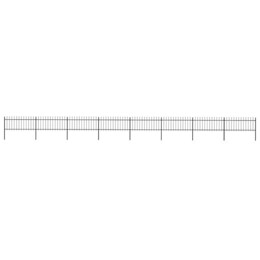 Gartenzaun mit Speerspitzen Stahl 13,6 x 0,8 m Schwarz