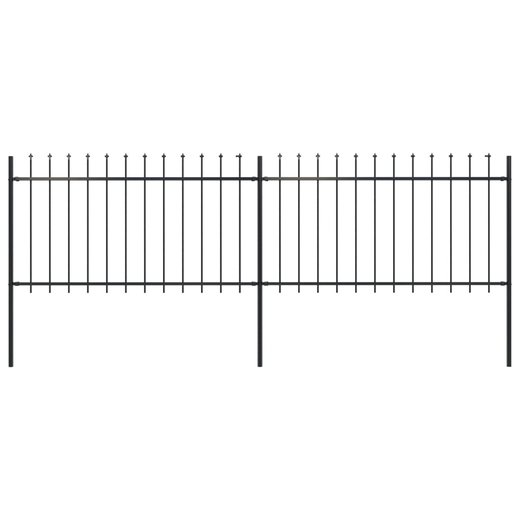 Gartenzaun mit Speerspitzen Stahl 3,4 x 1 m Schwarz