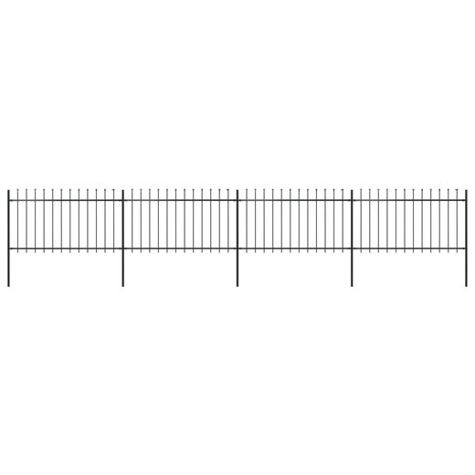 Gartenzaun mit Speerspitzen Stahl 6,8 x 1 m Schwarz