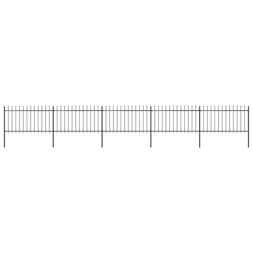 Gartenzaun mit Speerspitzen Stahl 8,5 x 1 m Schwarz
