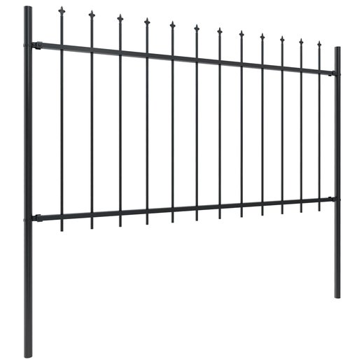 Gartenzaun mit Speerspitzen Stahl 10,2 x 1 m Schwarz