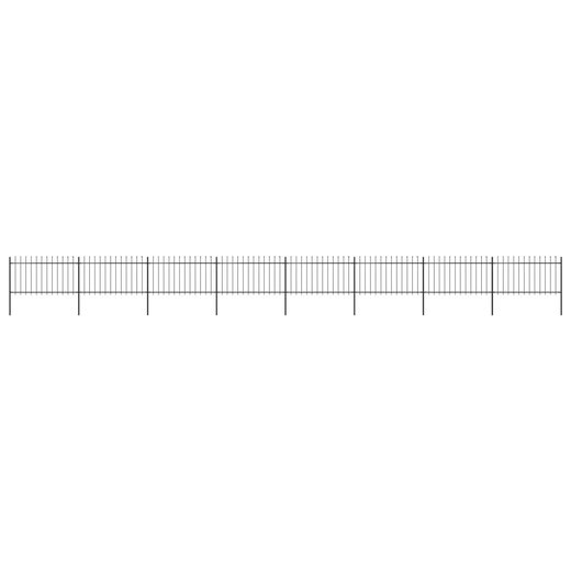 Gartenzaun mit Speerspitzen Stahl 13,6 x 1 m Schwarz