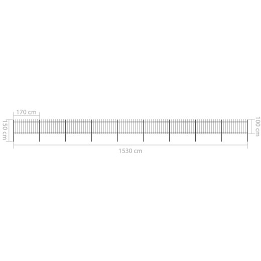 Gartenzaun mit Speerspitzen Stahl 15,3 x 1 m Schwarz