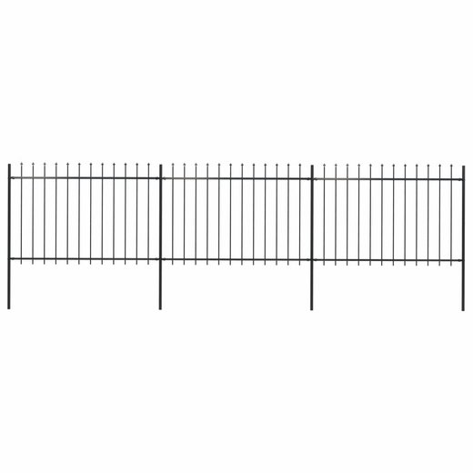 Gartenzaun mit Speerspitzen Stahl 5,1 x 1,2 m Schwarz