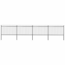 Gartenzaun mit Speerspitzen Stahl 6,8 x 1,2 m Schwarz