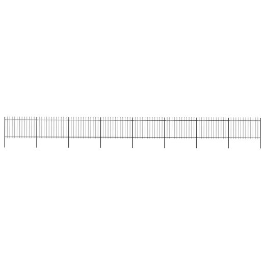 Gartenzaun mit Speerspitzen Stahl 13,6 x 1,2 m Schwarz