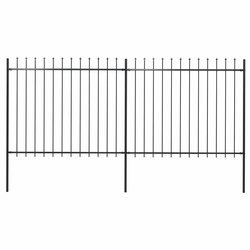 Gartenzaun mit Speerspitzen Stahl 3,4 x 1,5 m Schwarz