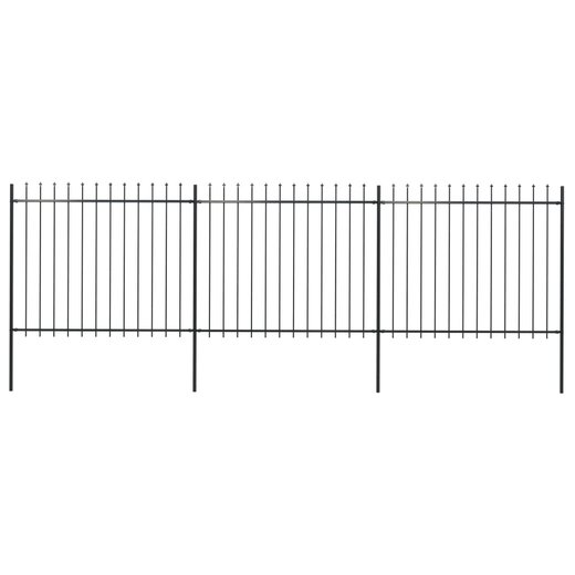 Gartenzaun mit Speerspitzen Stahl 5,1 x 1,5 m Schwarz