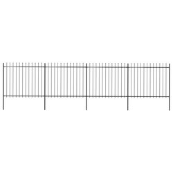 Gartenzaun mit Speerspitzen Stahl 6,8 x 1,5 m Schwarz