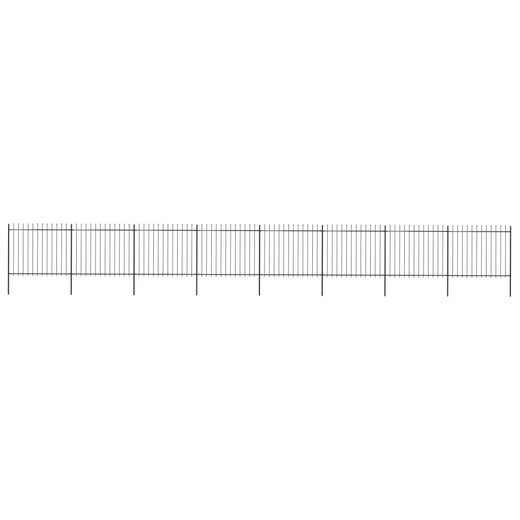 Gartenzaun mit Speerspitzen Stahl 13,6 x 1,5 m Schwarz