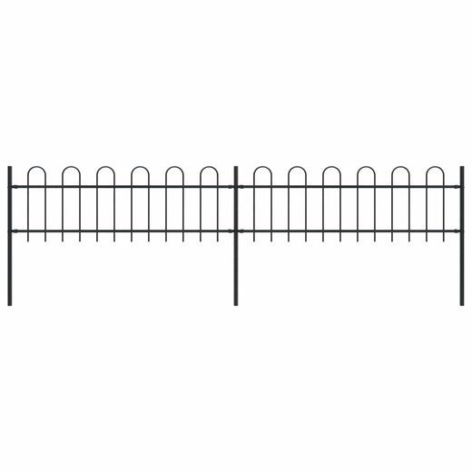 Gartenzaun mit Bgel-Design Stahl 3,4 x 0,6 m Schwarz