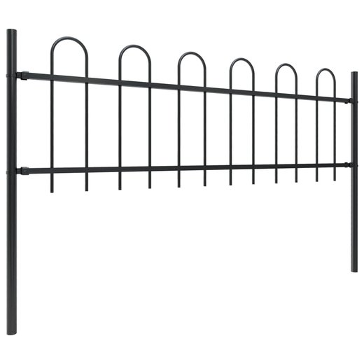 Gartenzaun mit Bgel-Design Stahl 10,2 x 0,6 m Schwarz