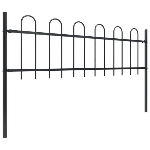 Gartenzaun mit Bgel-Design Stahl 11,9 x 0,6 m Schwarz