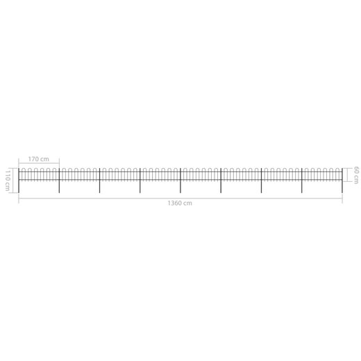 Gartenzaun mit Bgel-Design Stahl 13,6 x 0,6 m Schwarz