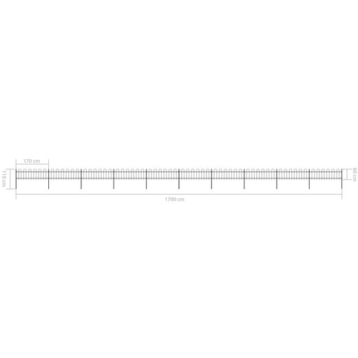 Gartenzaun mit Bgel-Design Stahl 17 x 0,6 m Schwarz