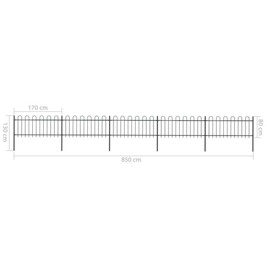 Gartenzaun mit Bgel-Design Stahl 8,5 x 0,8 m Schwarz