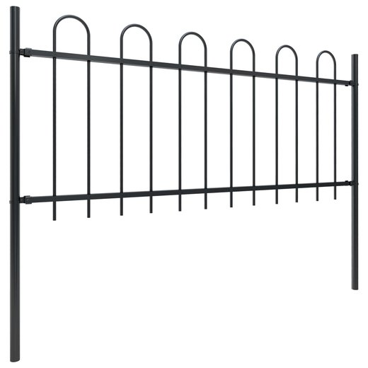 Gartenzaun mit Bgel-Design Stahl 10,2 x 0,8 m Schwarz