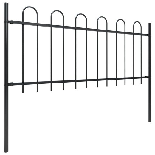 Gartenzaun mit Bgel-Design Stahl 15,3 x 0,8 m Schwarz