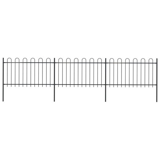 Gartenzaun mit Bgel-Design Stahl 5,1 x 1 m Schwarz