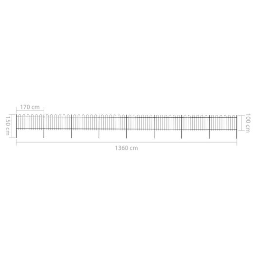 Gartenzaun mit Bgel-Design Stahl 13,6 x 1 m Schwarz