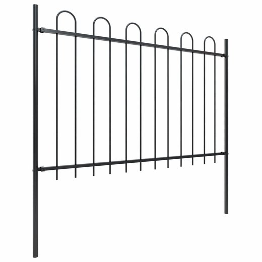 Gartenzaun mit Bgel-Design Stahl 3,4 x 1,2 m Schwarz