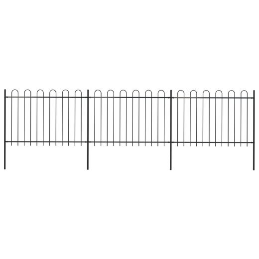 Gartenzaun mit Bgel-Design Stahl 5,1 x 1,2 m Schwarz