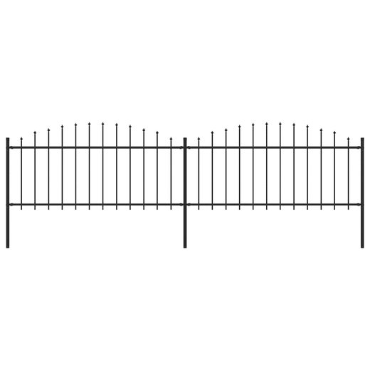 Gartenzaun mit Speerspitzen Stahl (0,5 - 0,75) x 3,4 m Schwarz