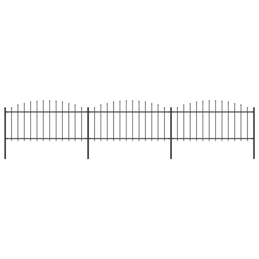 Gartenzaun mit Speerspitzen Stahl (0,5 - 0,75) x 5,1 m Schwarz